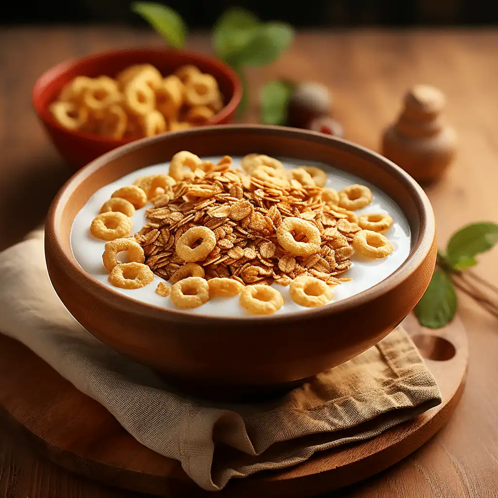 low FODMAP Cheerios plain original in a bowl with lactose-free milk IBS safe