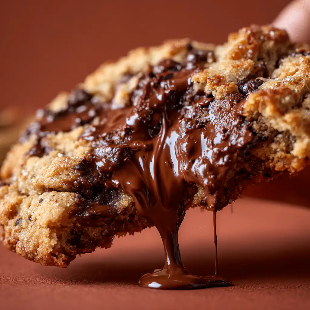 A person holding a tall stack of chewy low FODMAP oatmeal cookies with chocolate