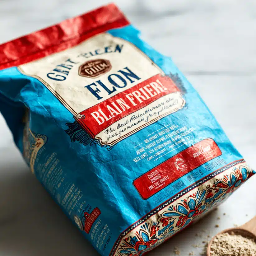 Bob's Red Mill 1-to-1 Gluten-Free Baking Flour blue bag labeled low FODMAP safe on a white kitchen counter