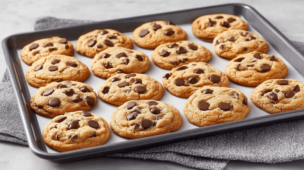Low FODMAP cookie dough portions on a baking sheet