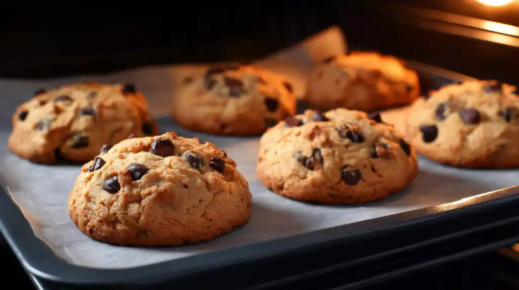 Low FODMAP banana cookies baking inside the oven