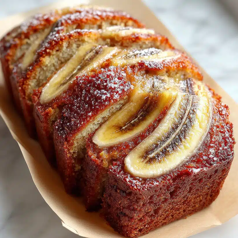 Individual low FODMAP banana bread slices wrapped in plastic wrap on a kitchen counter next to an open zip-lock freezer bag for IBS-friendly meal prep.