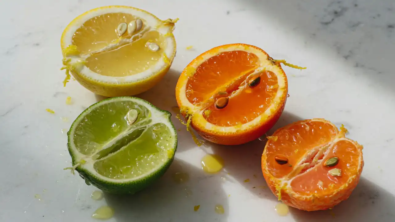 Comparison of low FODMAP citrus fruits lemon lime orange mandarin for IBS diet