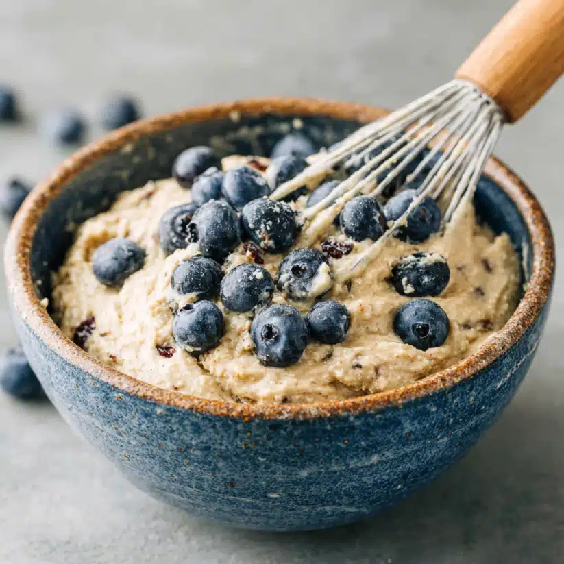 Mixing low FODMAP blueberry muffin batter step by step