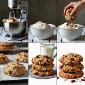 Stack of low FODMAP oatmeal cookies cooling — gluten-free IBS-friendly baking