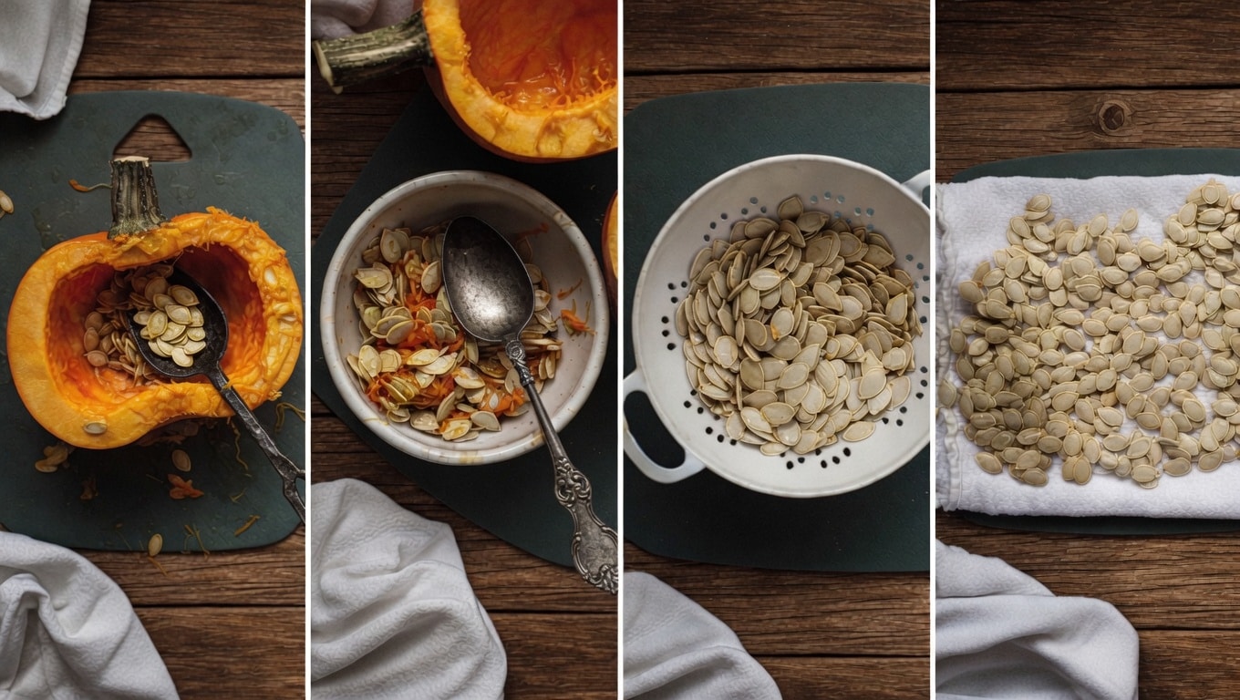 are pumpkin seeds low fodmap — spiced raw pepitas being tossed in cinnamon and sugar before roasting
