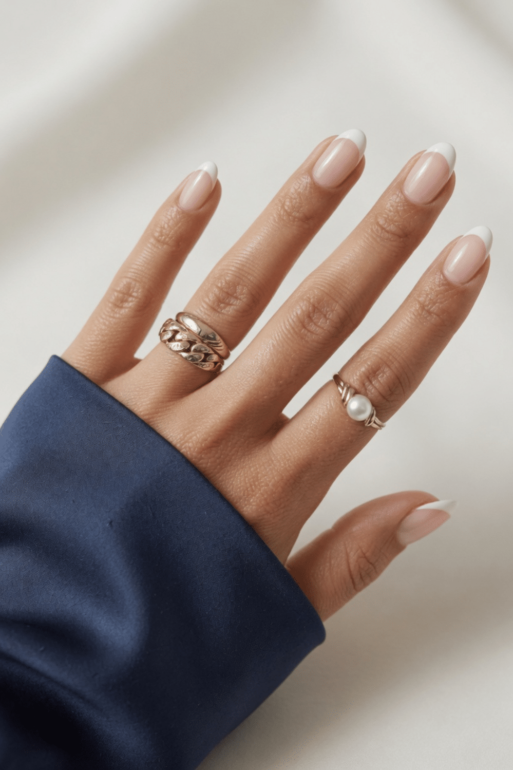 french tip nails almond