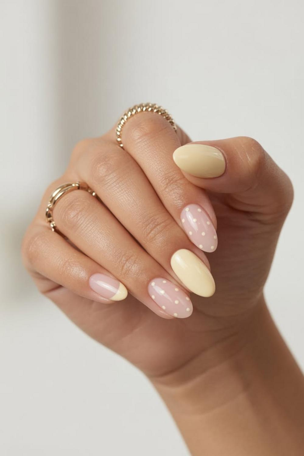 Spring Nails Butter Yellow Almond Look
