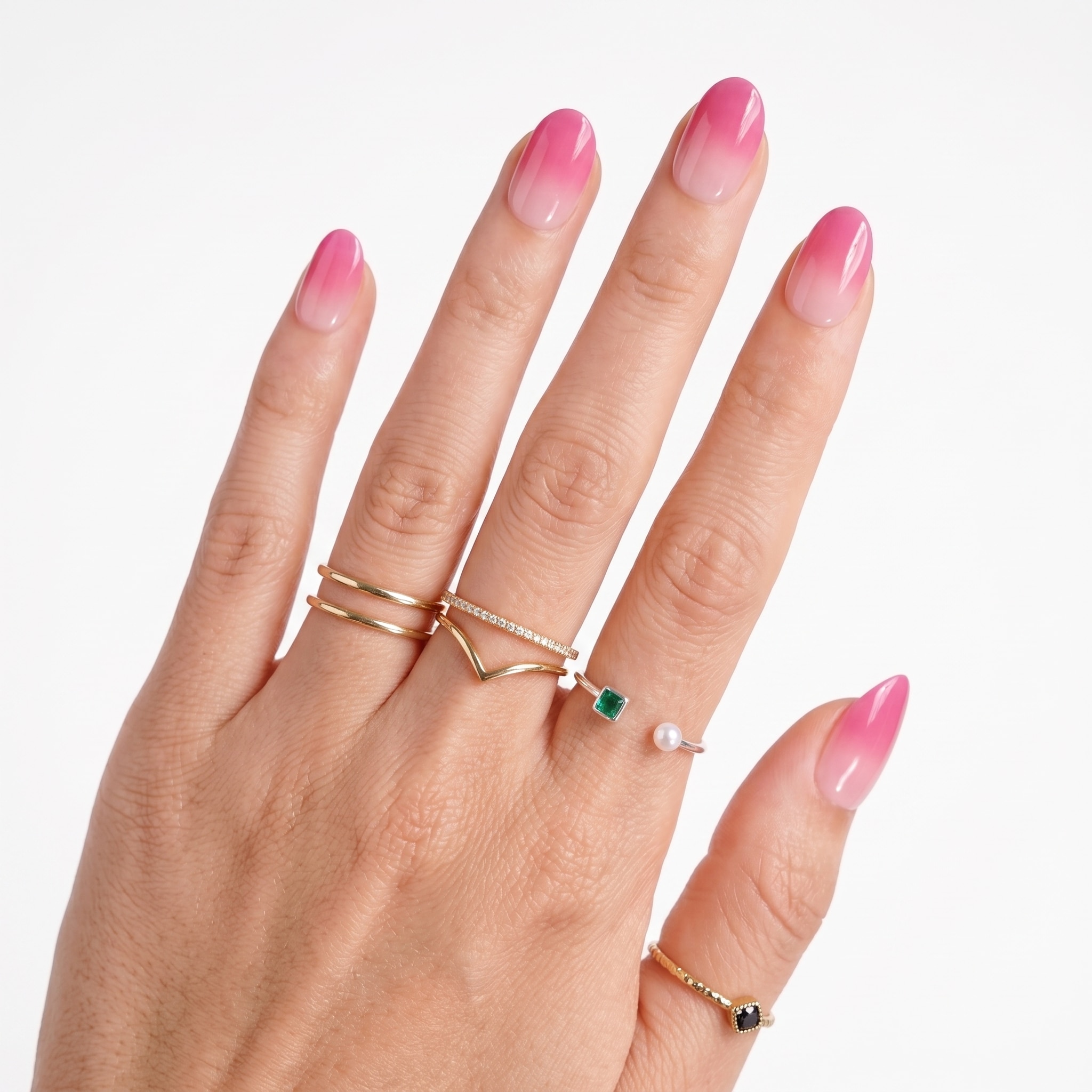 Blue icy acrylic press-ons with rhinestone accents, textured details, and long sculpted tips.