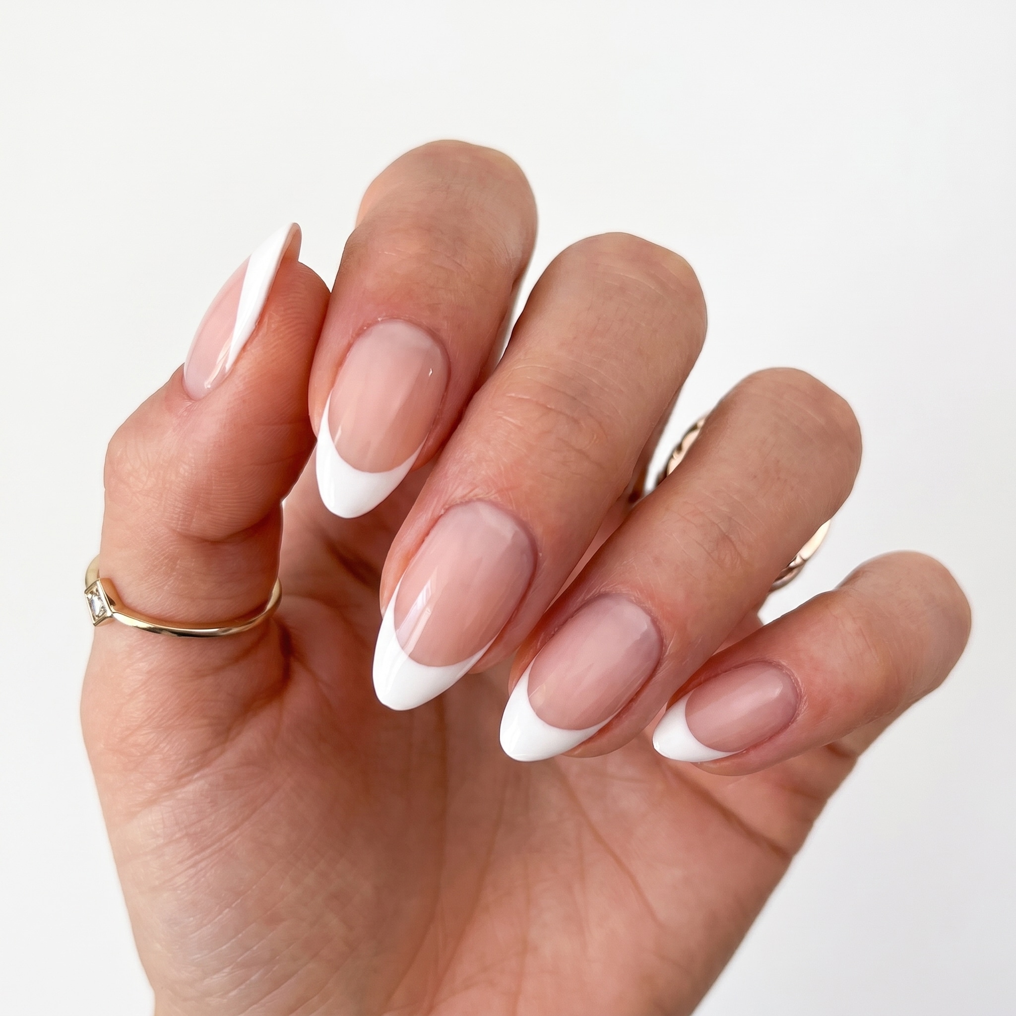 almond french tip press on nails red french almond