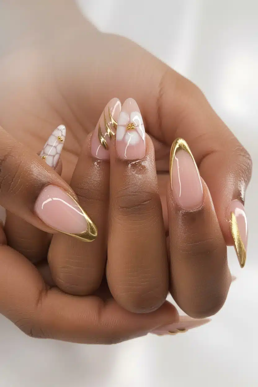 12 Summer French Nails 2 Classy French tip nail designs for summer with soft blue tips on almond nails