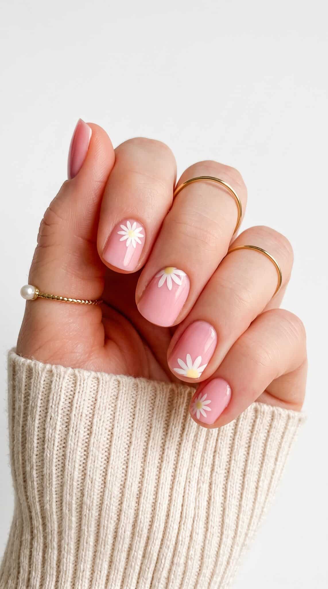 Cozy pink short nails with a glossy soft manicure finish