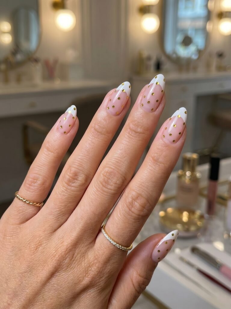 Cute Summer French Tip Nails with soft pastel tips on glossy almond nails
