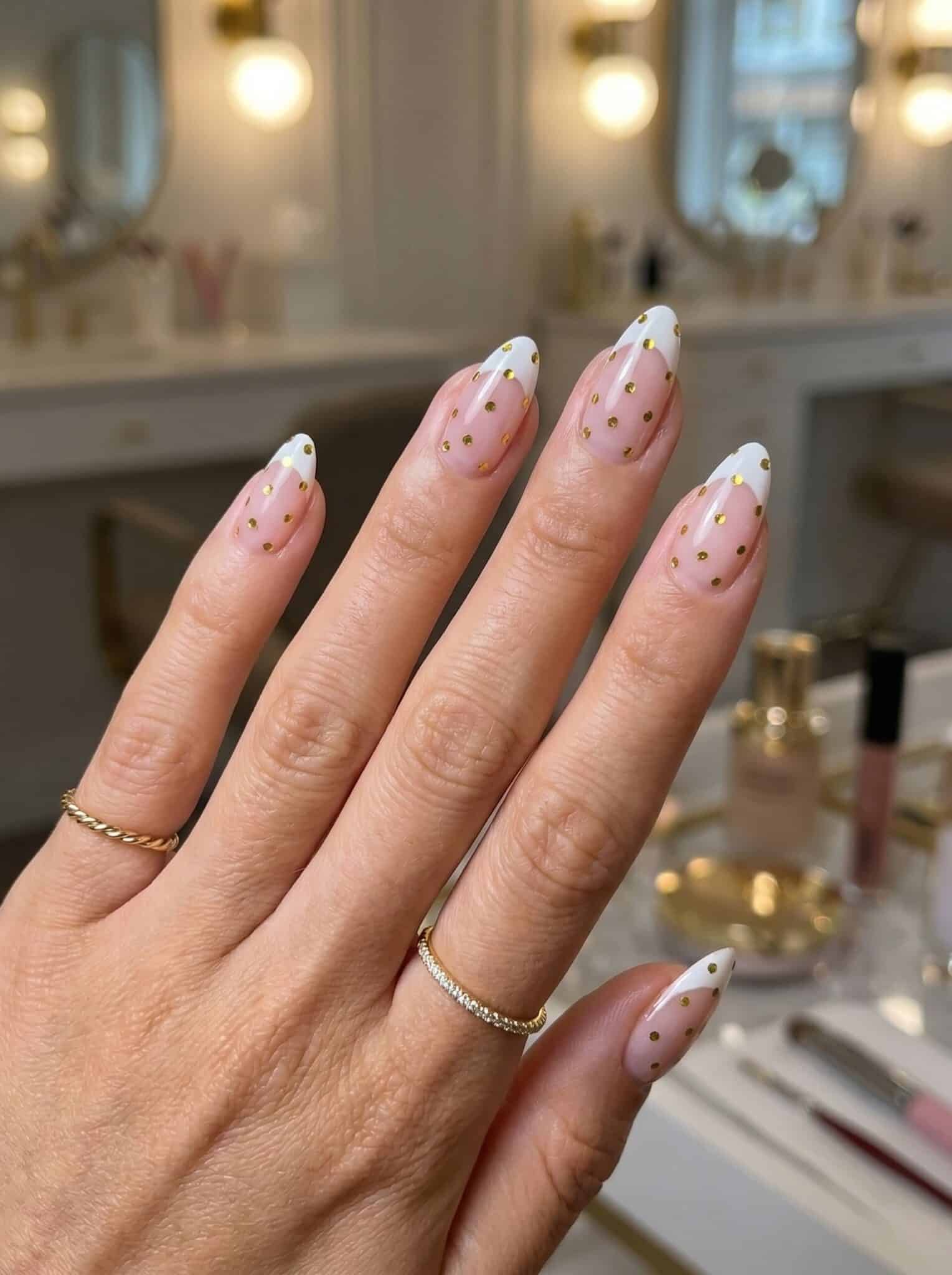 Cute Summer French Tip Nails with soft pastel tips on glossy almond nails