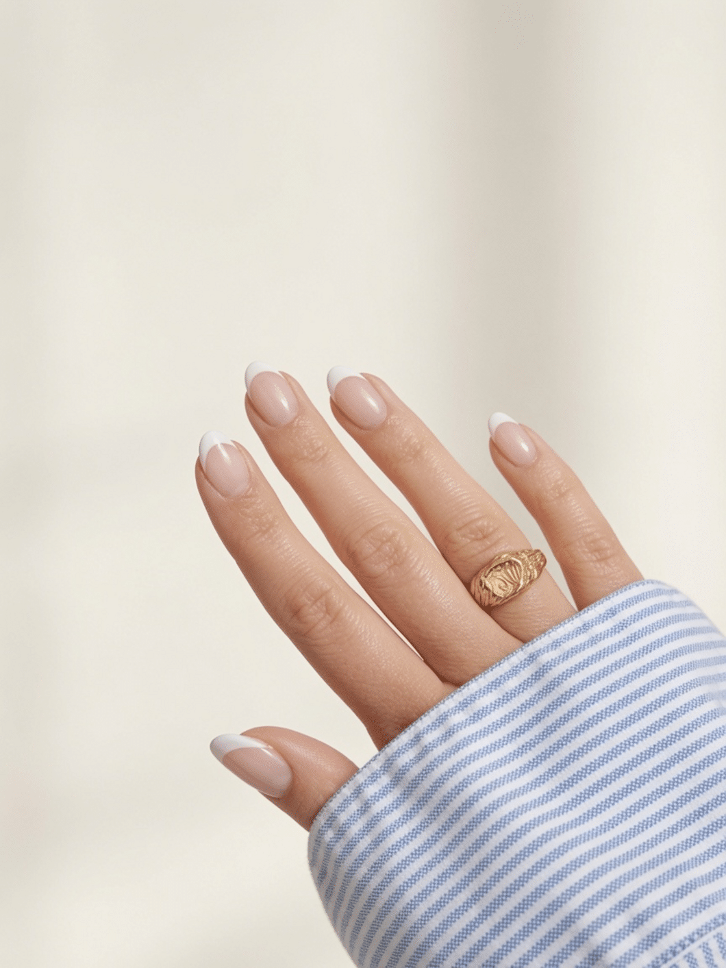 french tip nails almond