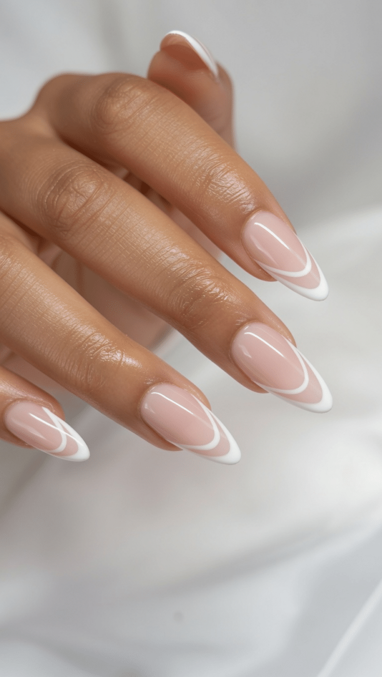 french tip nails almond