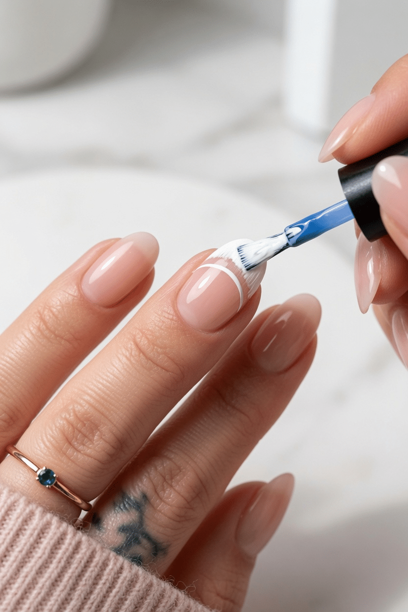 French tips at home using tape or nail guide stickers