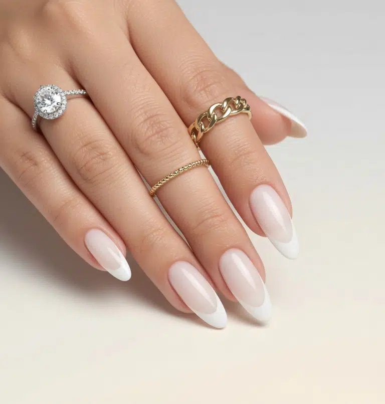 13 French Tip Nail Ideas 10 Milky White Almond French Tip Nails