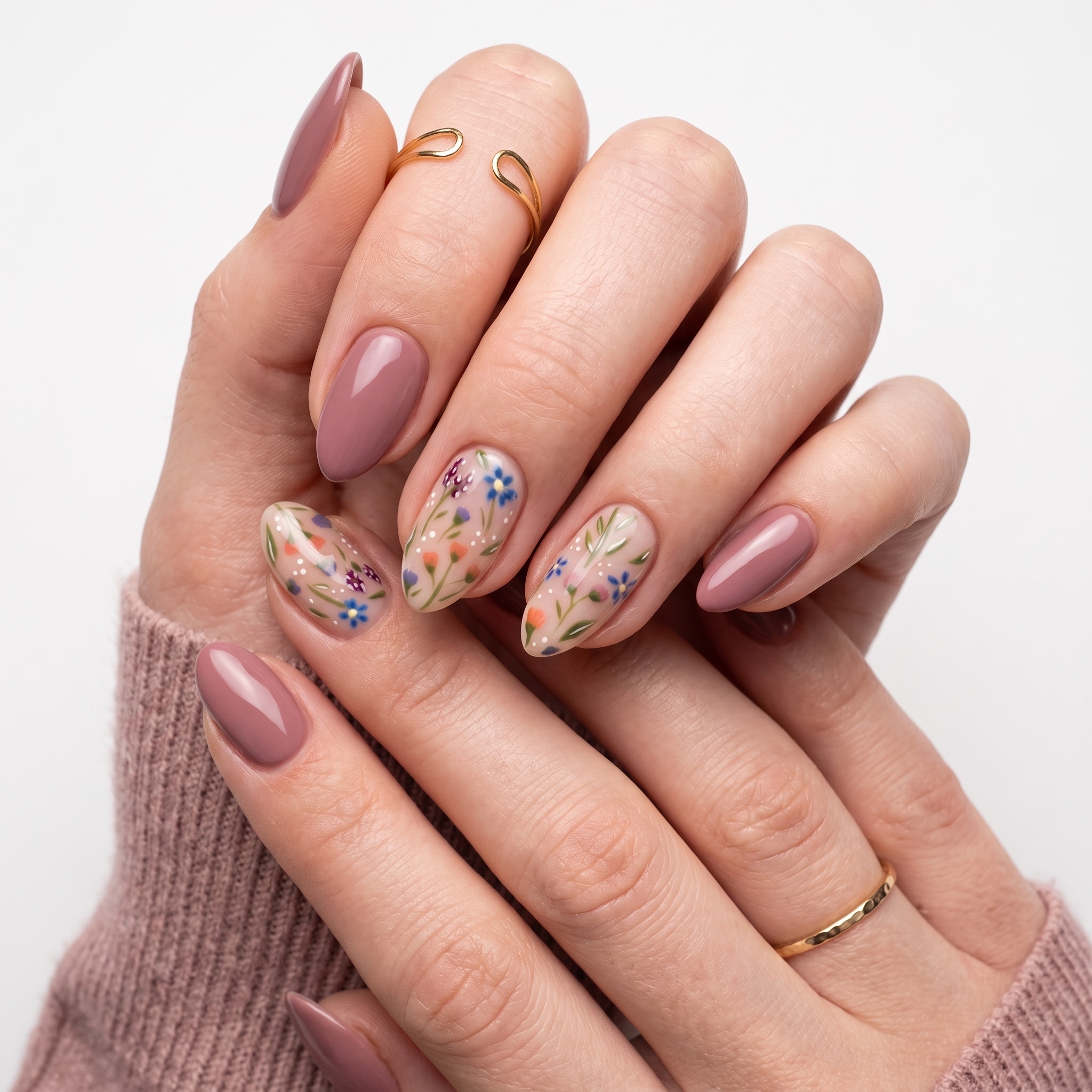 Short press-ons with red French tips on a glossy nude base