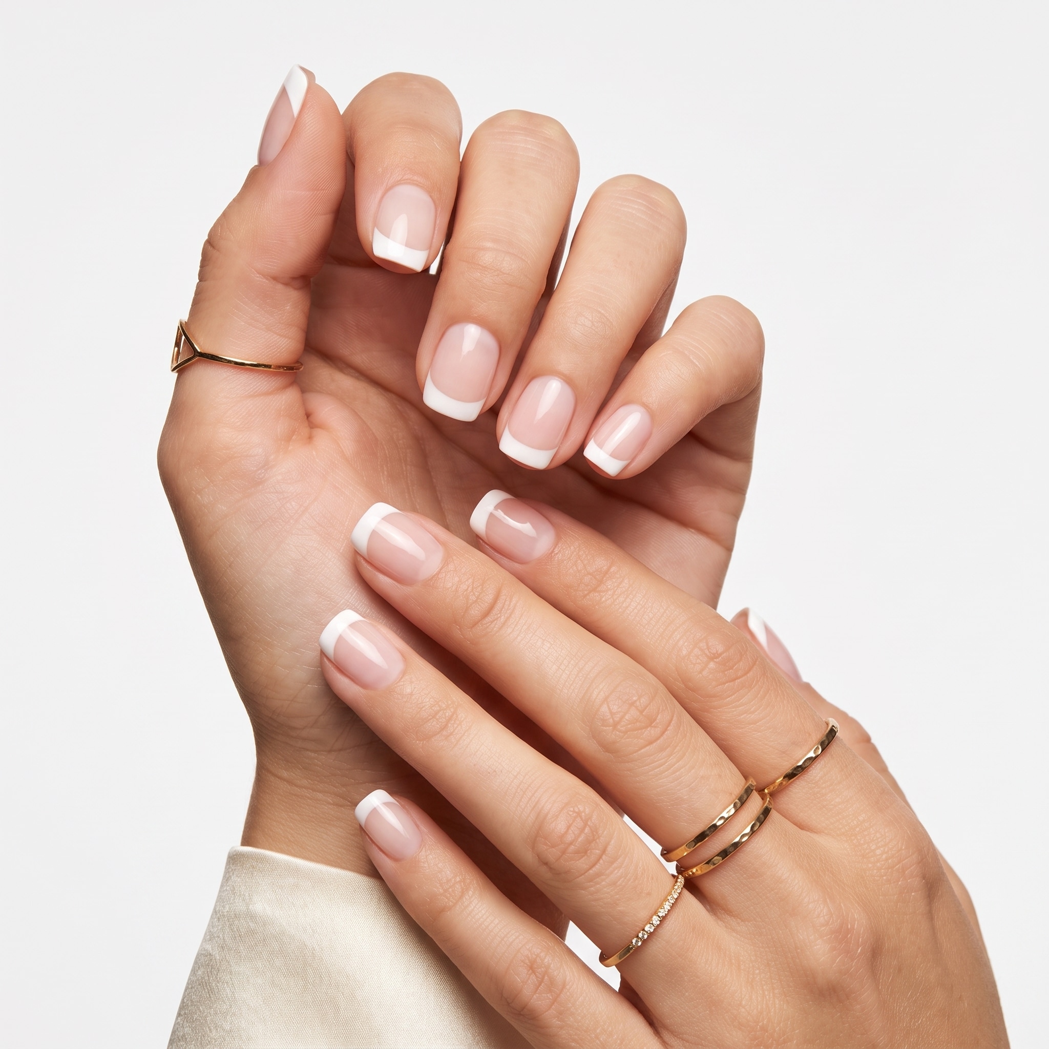 short french tip press on nails 07 squoval classic
