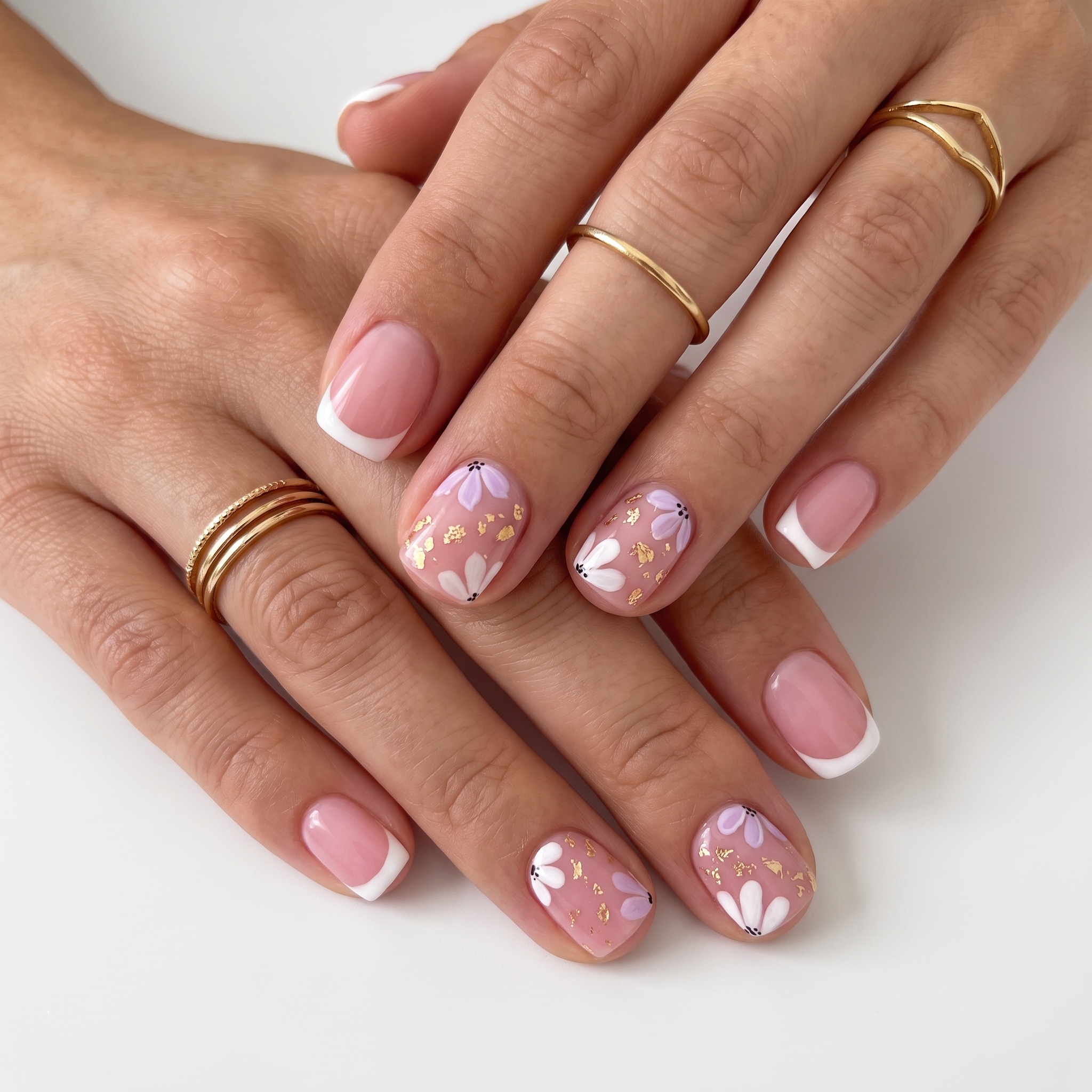 short french tip press on nails 08 short square closeup