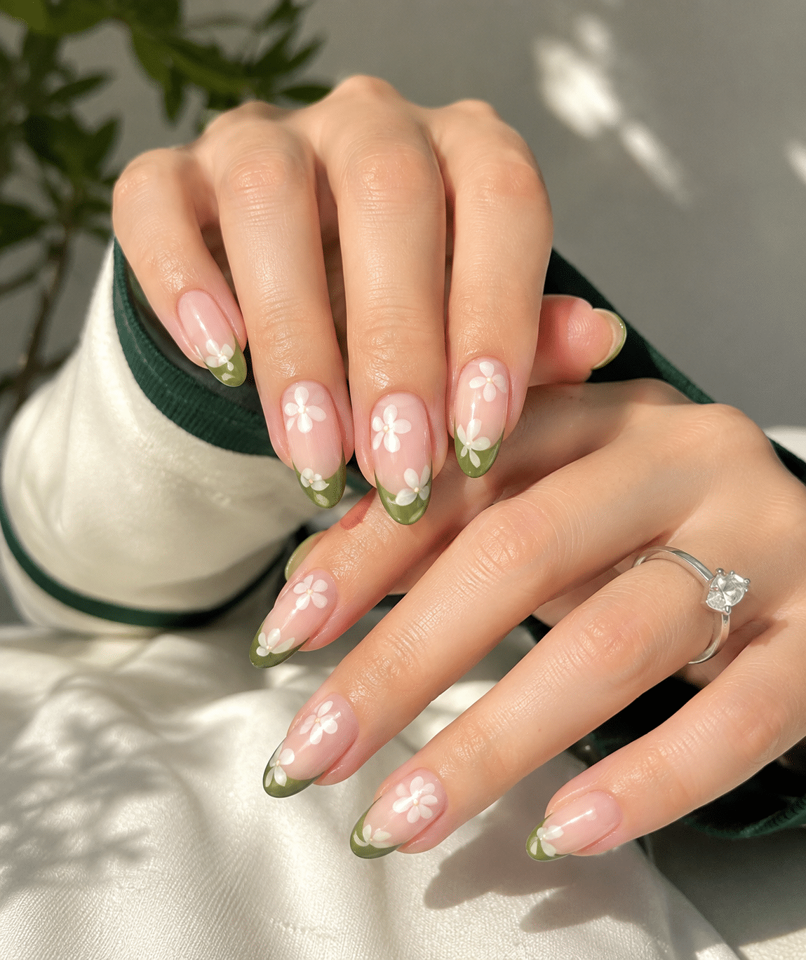 Simple elegant milky summer French nails with thin French tips