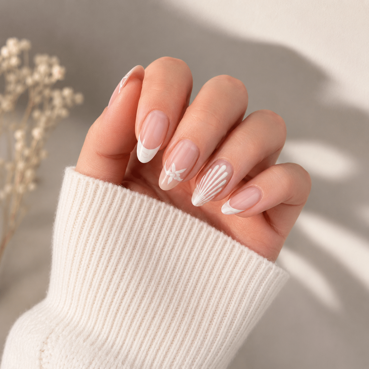 Simple sky blue gel French tips with a clean nude base