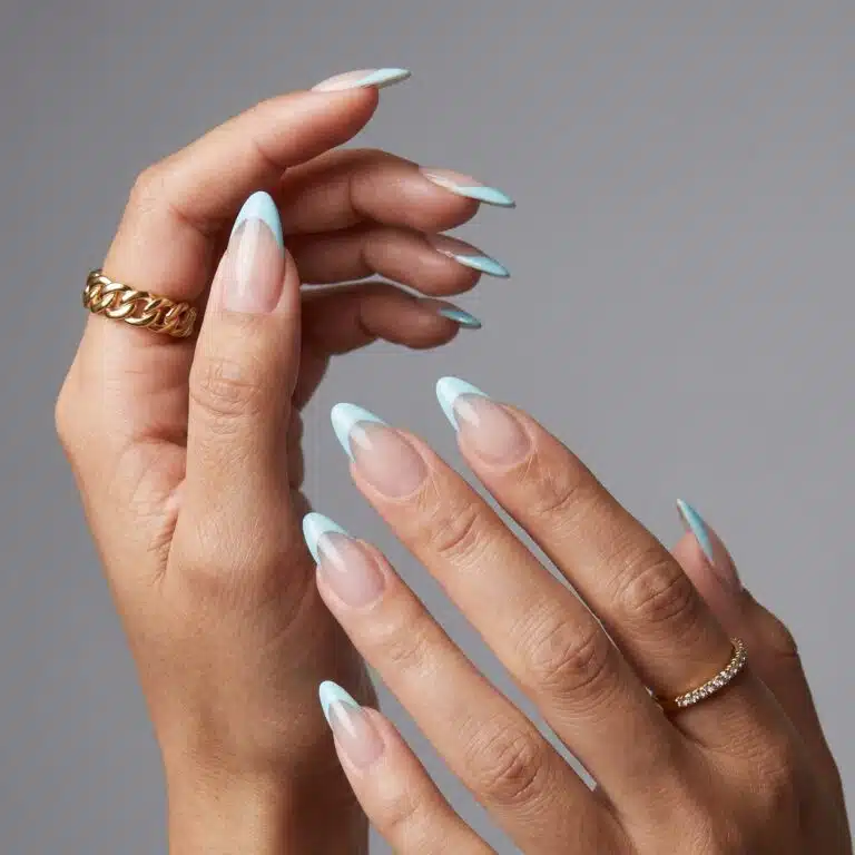 12 Summer French Nails 4 Simple summer nails French tip with a sheer nude base and soft pink micro tips on short glossy nails