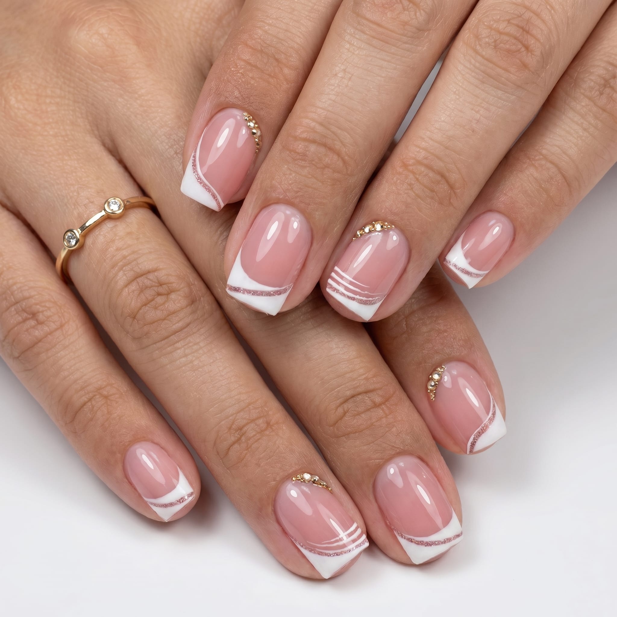 square french tip press on nails classic white square