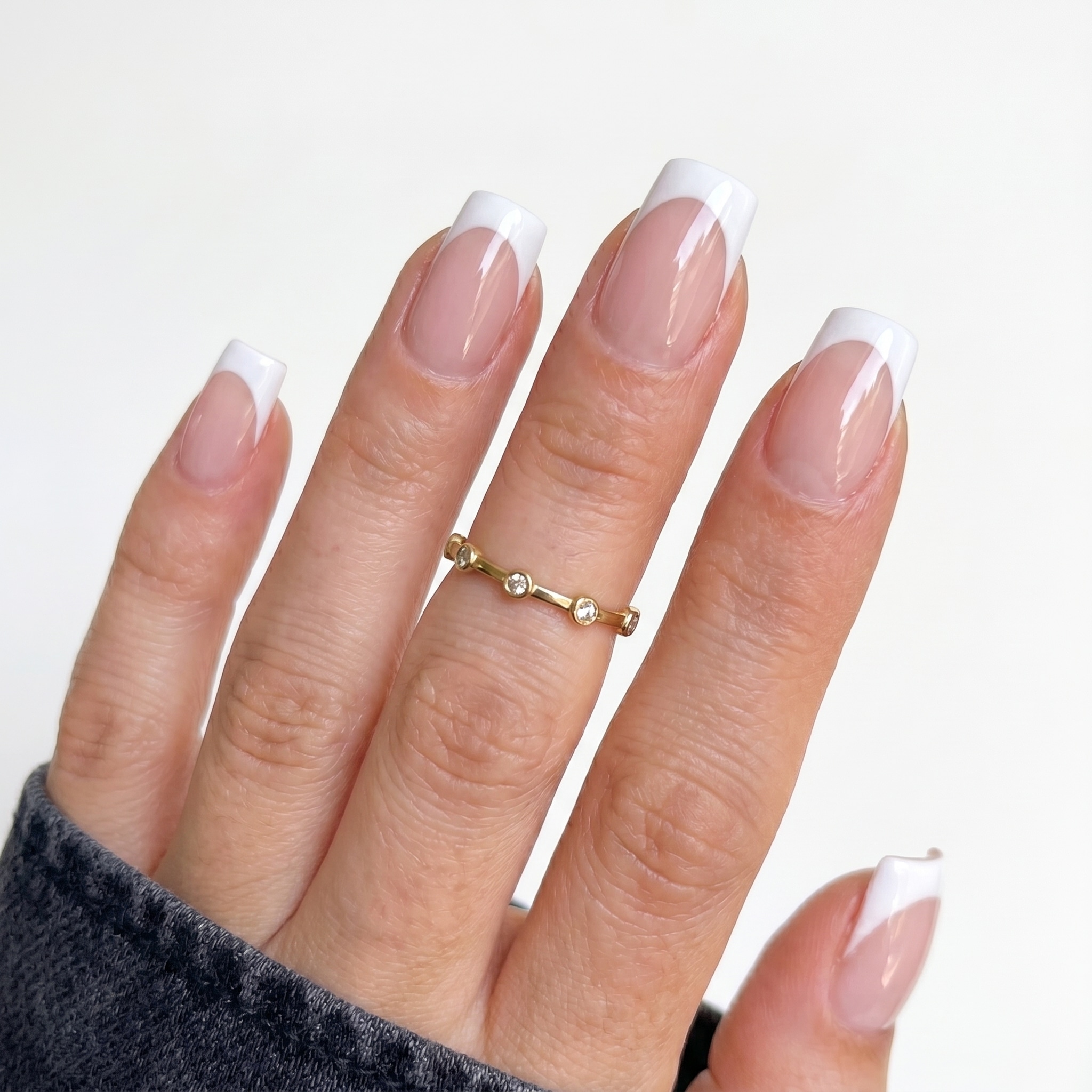 square french tip press on nails deep skin white french