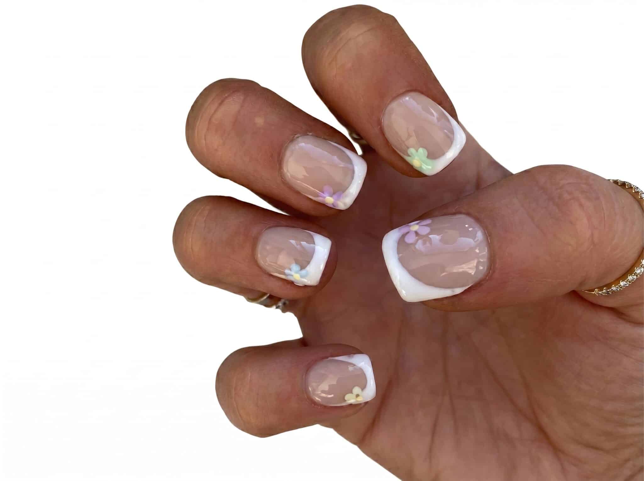 square french tip press on nails soft pink square scaled