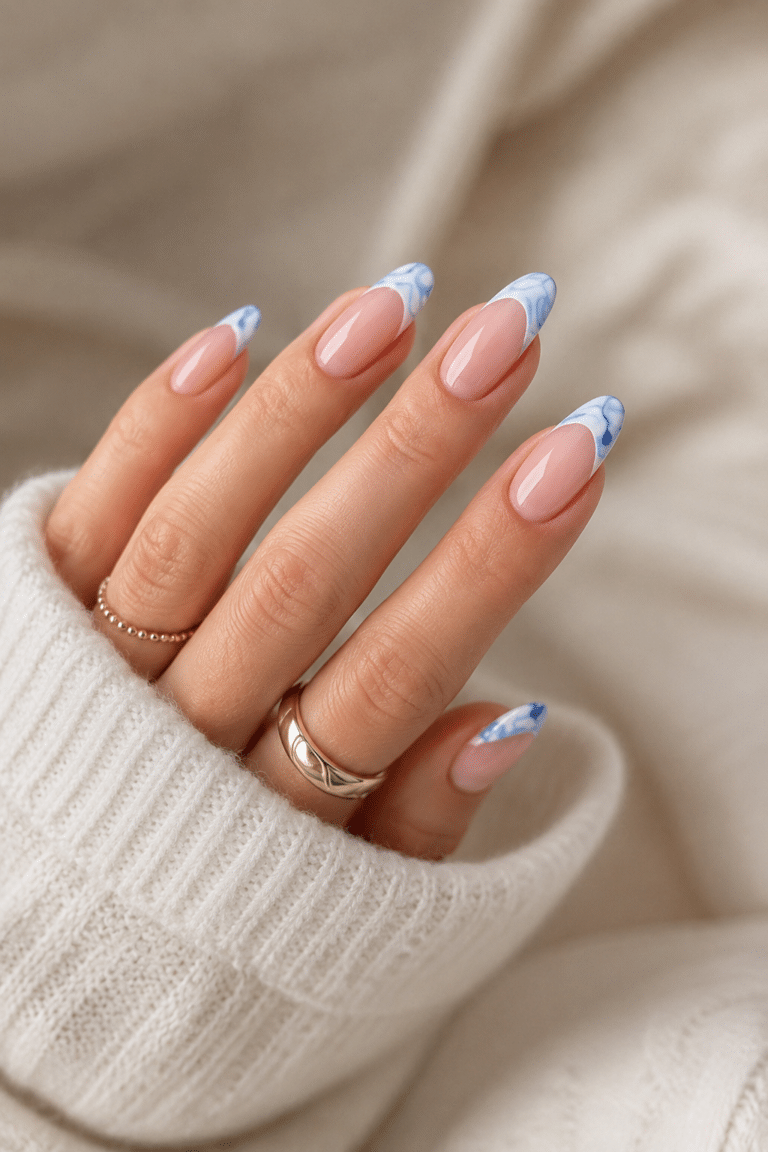 Summer French nail designs with pastel French tips and floral accents