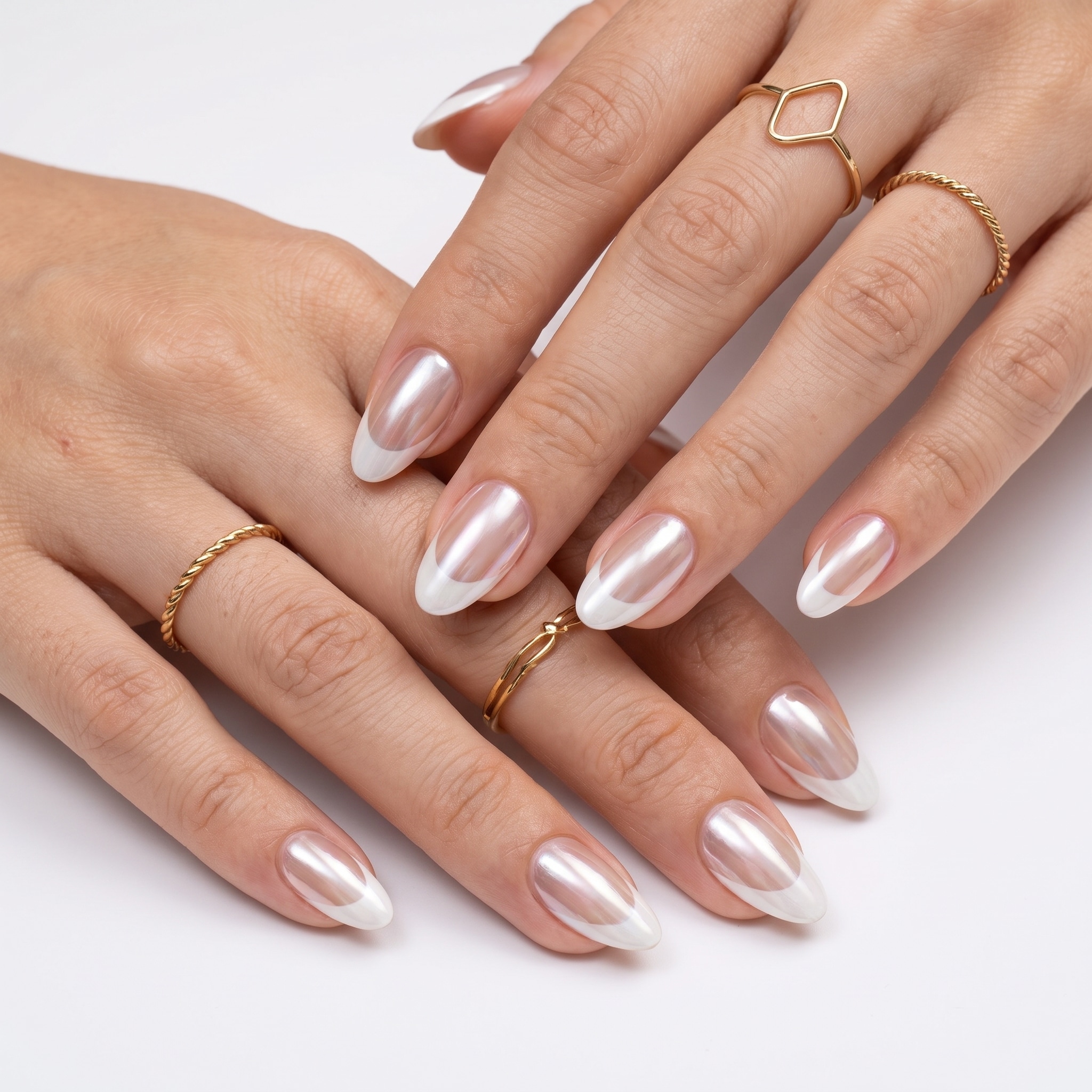 white french tip press on nails 04 short square