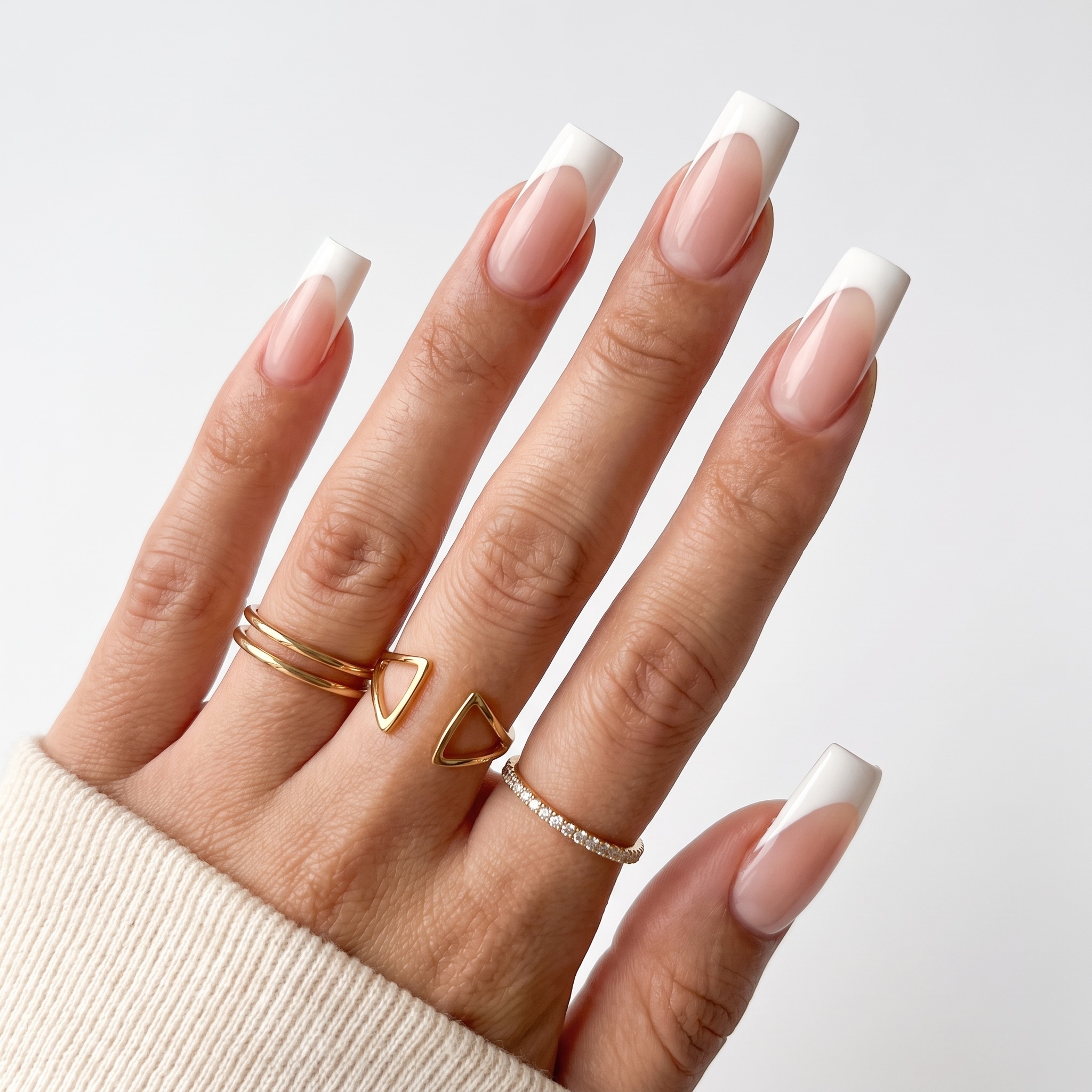 white french tip press on nails 08 long coffin