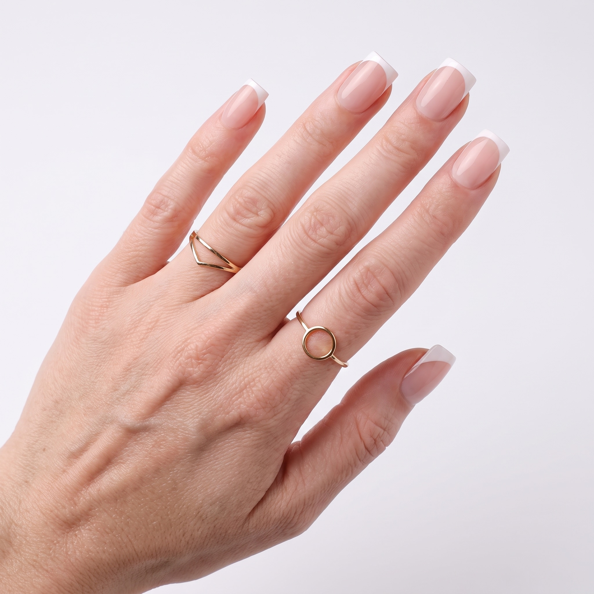 white french tip press on nails 09 bold square