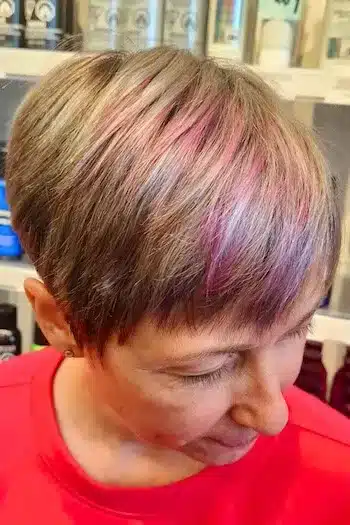 Light Brunette Pixie With Pastel Streaks hairstyle