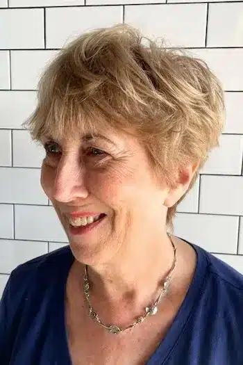 Soft-Tousled Golden Pixie With Bangs hairstyle