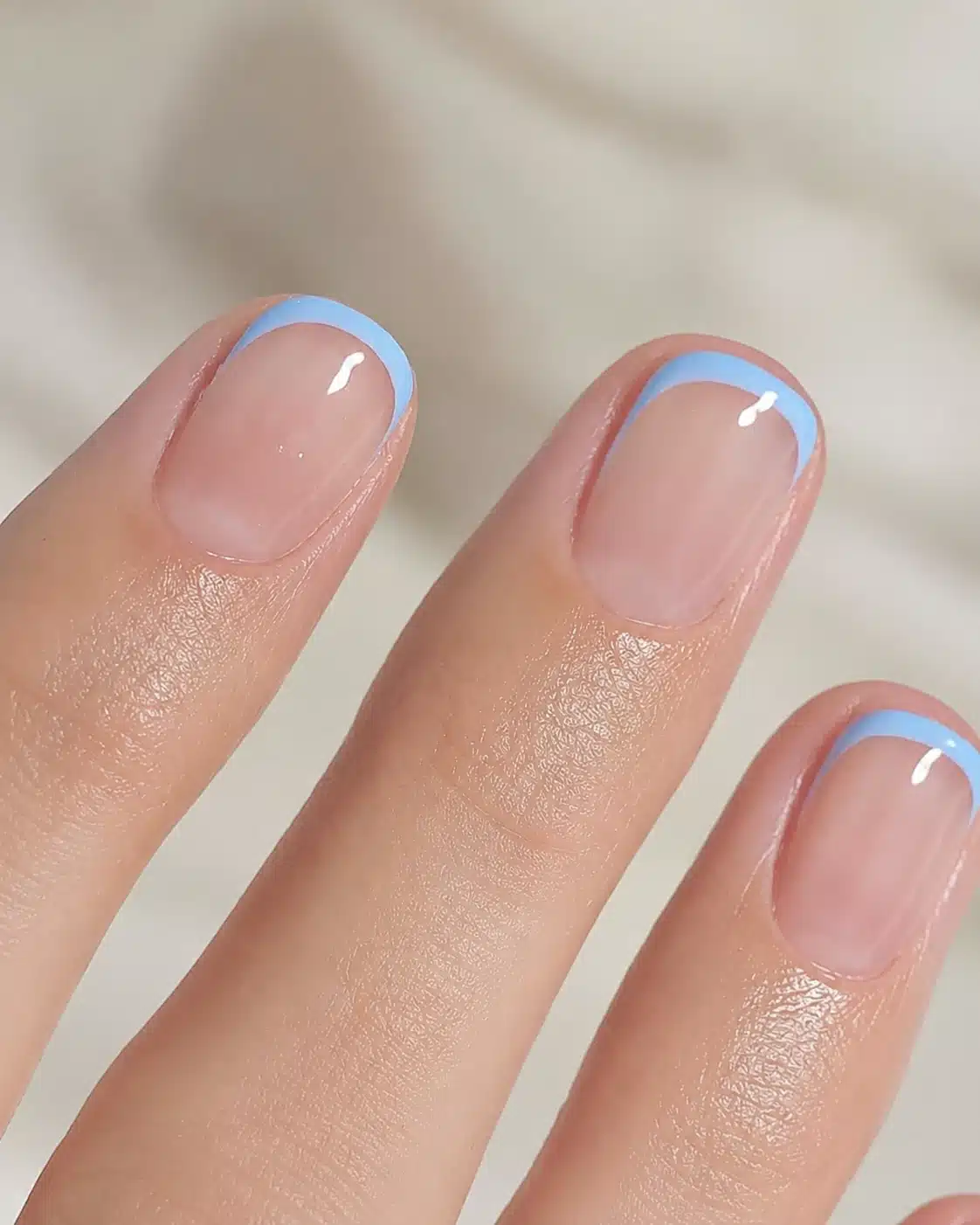 French Tip Nail Tips: Types, Sizing & Application Guide 6 Blue micro French tip nails on short natural nails