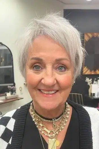 Soft-Tousled Silver Pixie With Volume hairstyle