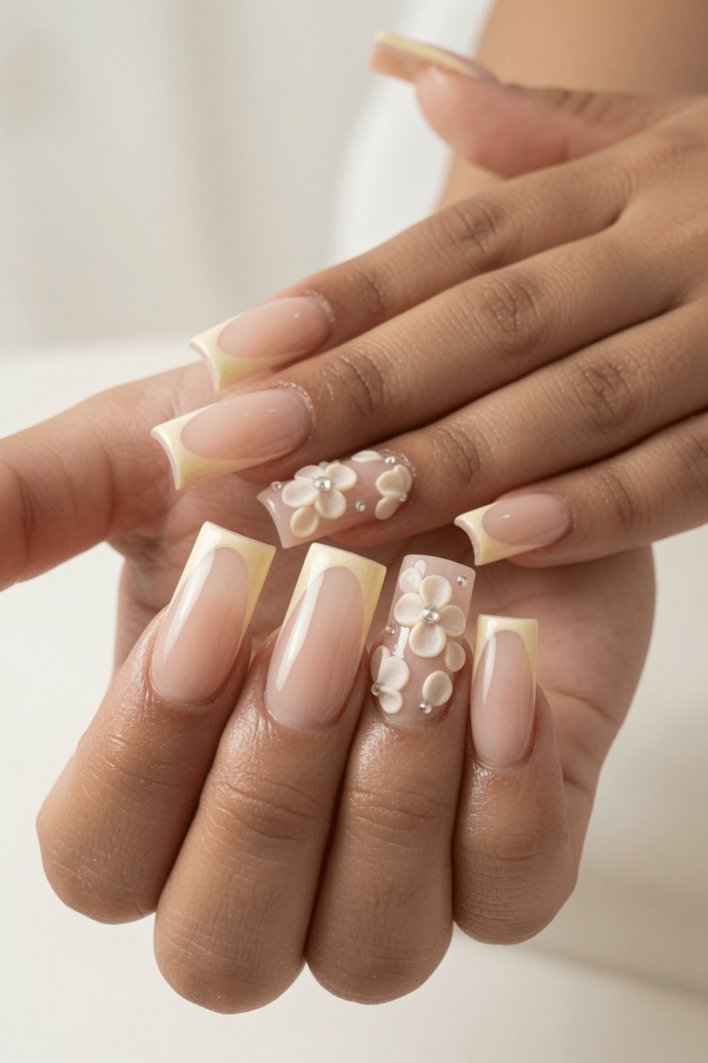 butter yellow nails with design