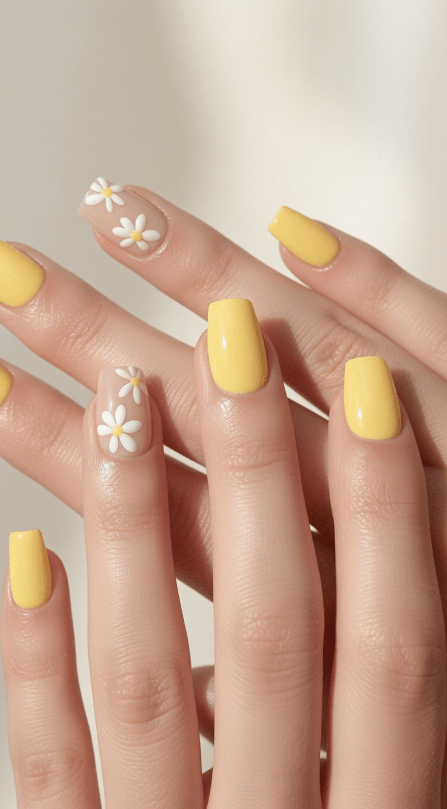 butter yellow nails with design