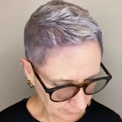 Close-Cropped Silver Pixie With Faded Sides hairstyle