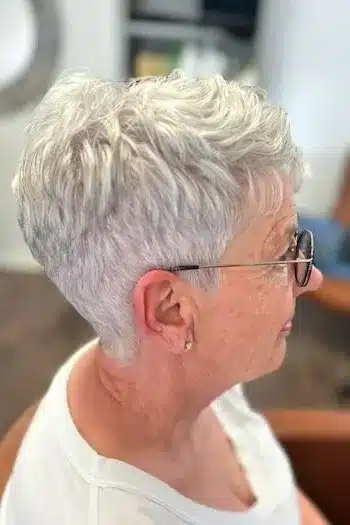 Piece-Defined Silver Pixie With Tapered Nape hairstyle