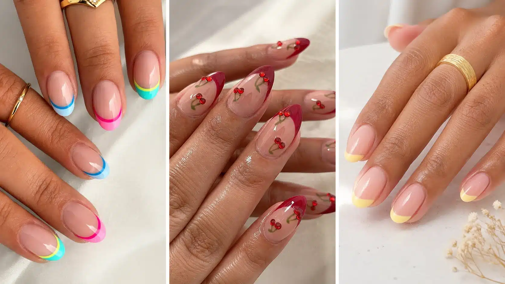French Tip Nail Tips: Types, Sizing & Application Guide 8 Colored French tip nail tips and manicure design examples