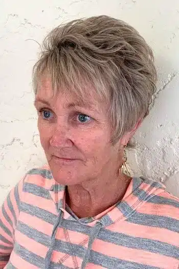 Sandy Blonde Pixie With a Lifted Crown haircut for women over 60