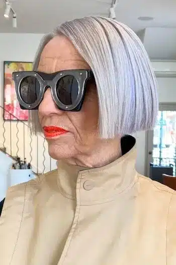 34 Elegant Short Hairstyles for Women Over 70 with Fine Hair 7 Straight Jaw-Length Blunt Bob for women over 70 with fine hair
