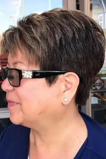 Dark Brown Defined Pixie With Subtle Highlights hairstyle