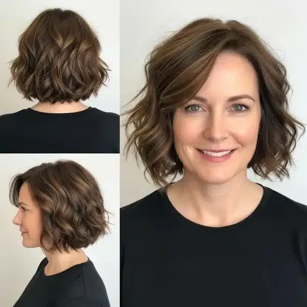 Hairstyles For Women Over 50 With Fine Hair - Tousled Wavy Bob