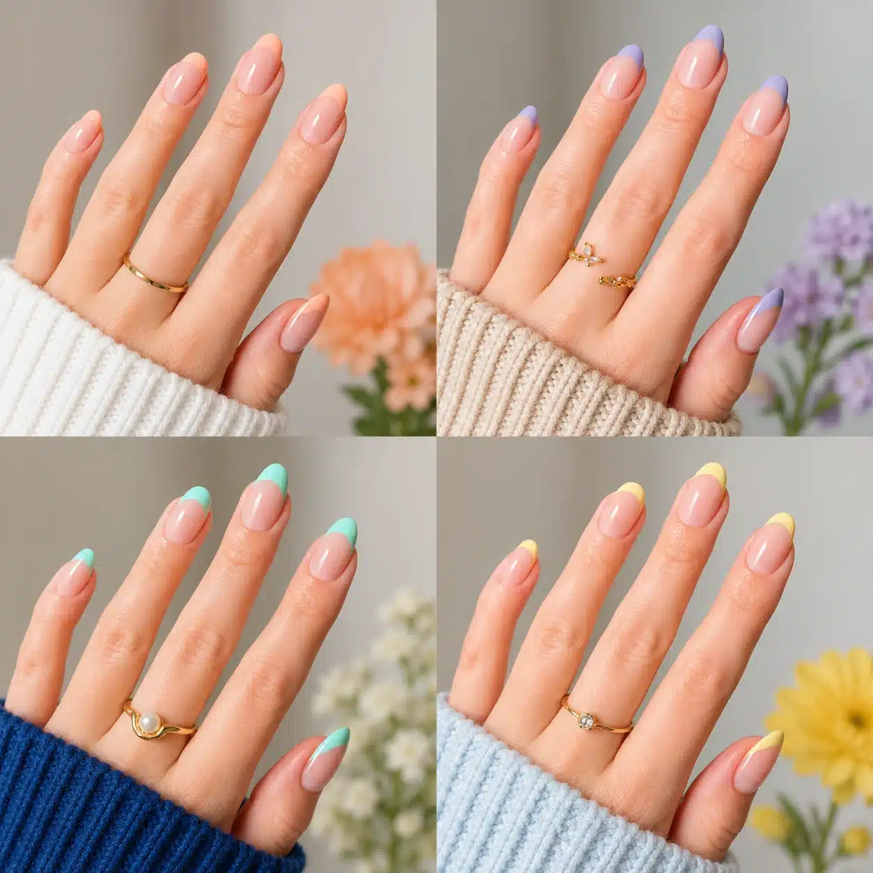 French Tip Nail Tips: Types, Sizing & Application Guide 5 French tip nail tips in several shapes colors and lengths