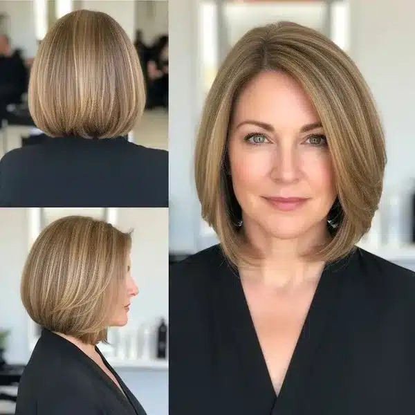 Hairstyles For Women Over 50 With Fine Hair - Straight Inverted Bob